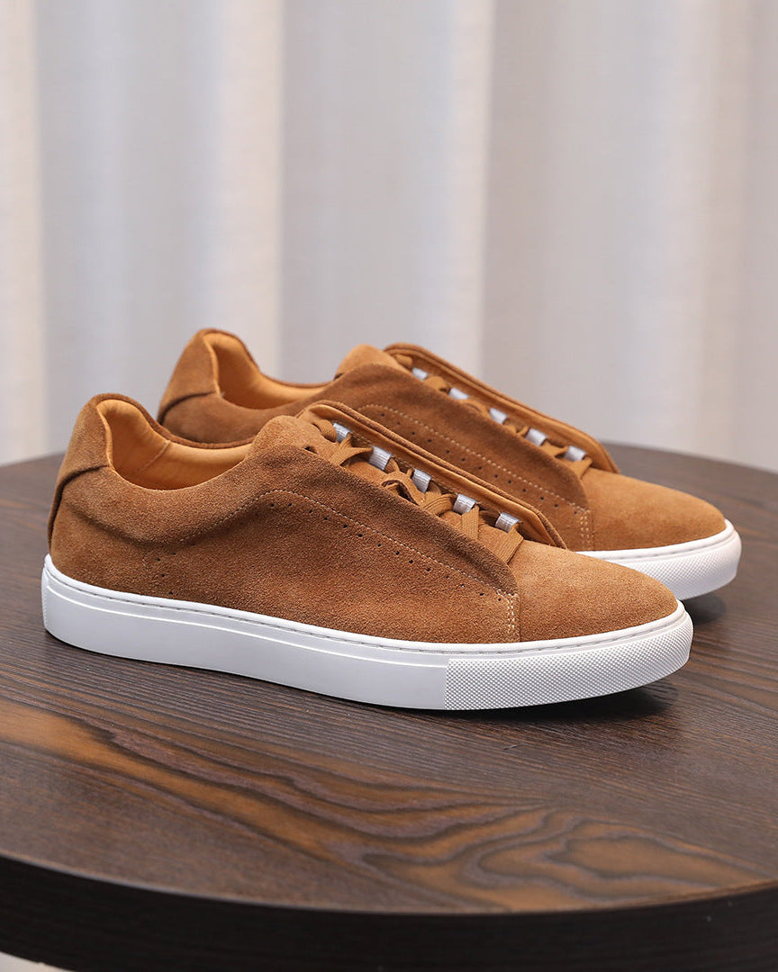 The Softey Suede Low Sneakers - Tangerine