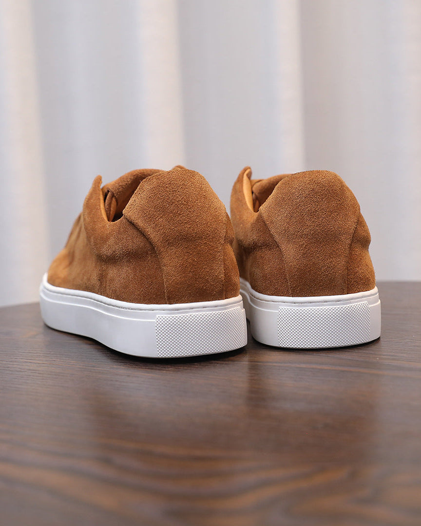 The Softey Suede Low Sneakers - Tangerine