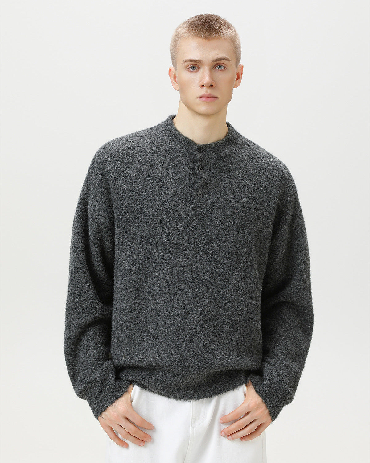 Heritage Wool Blend Oversized Polo Sweater