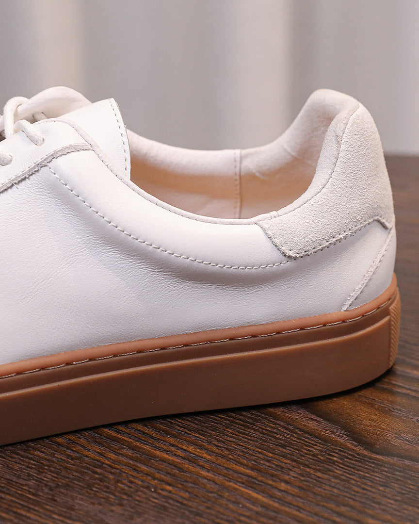 Leather & Suede Low Sneakers with Gum Sole