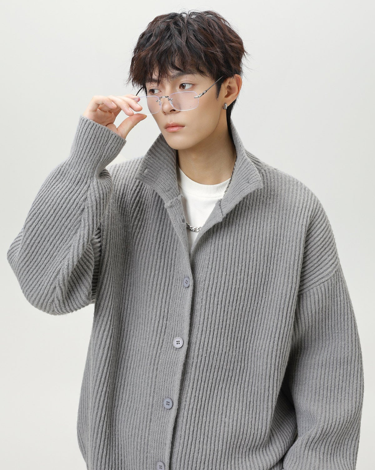 Minimalist Heavy Rib Knit Cardigan