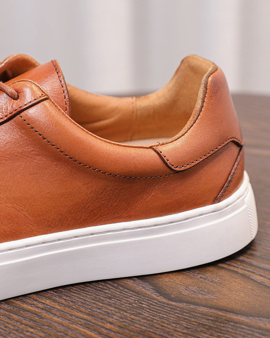 Leather & Suede Low Sneakers with Gum Sole