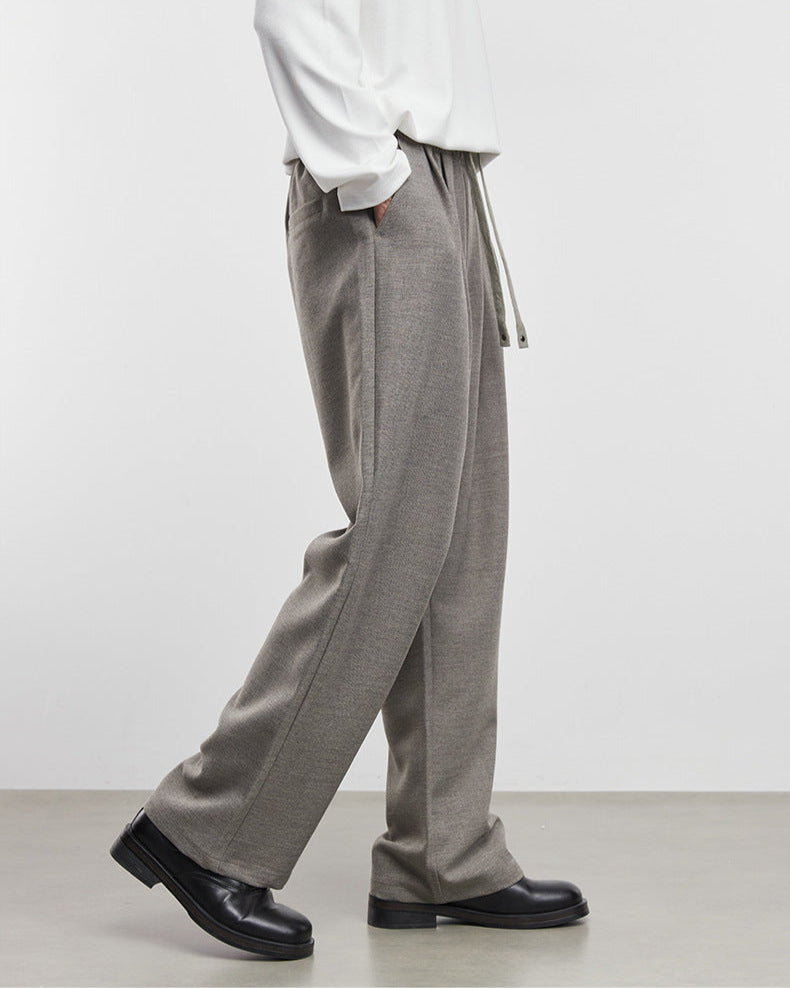 Shallow Silhouette Wide-Leg Slacks Pants