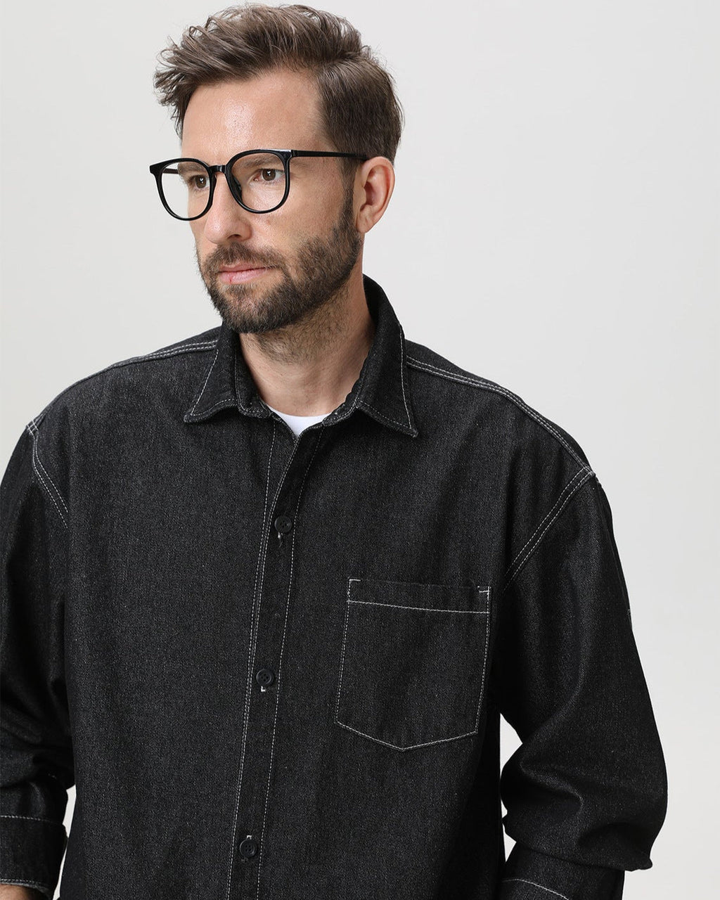 American Vintage Denim Long-Sleeve Overshirt