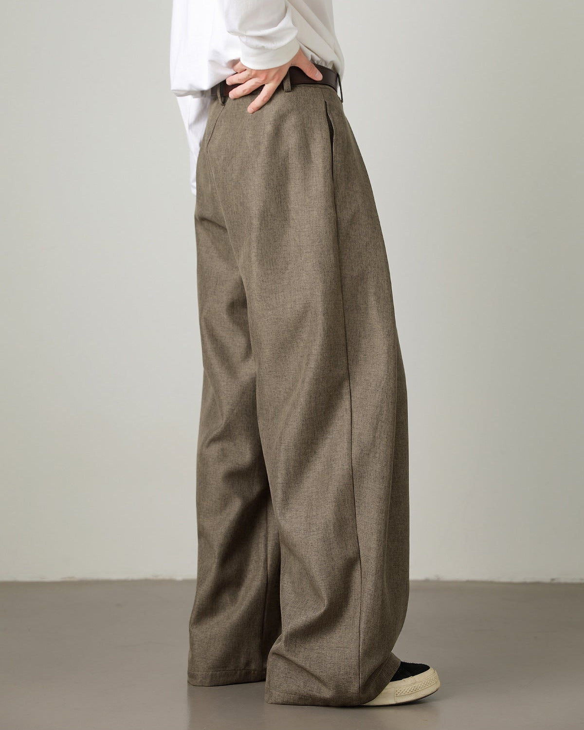 Wide-Leg Pleated Trousers
