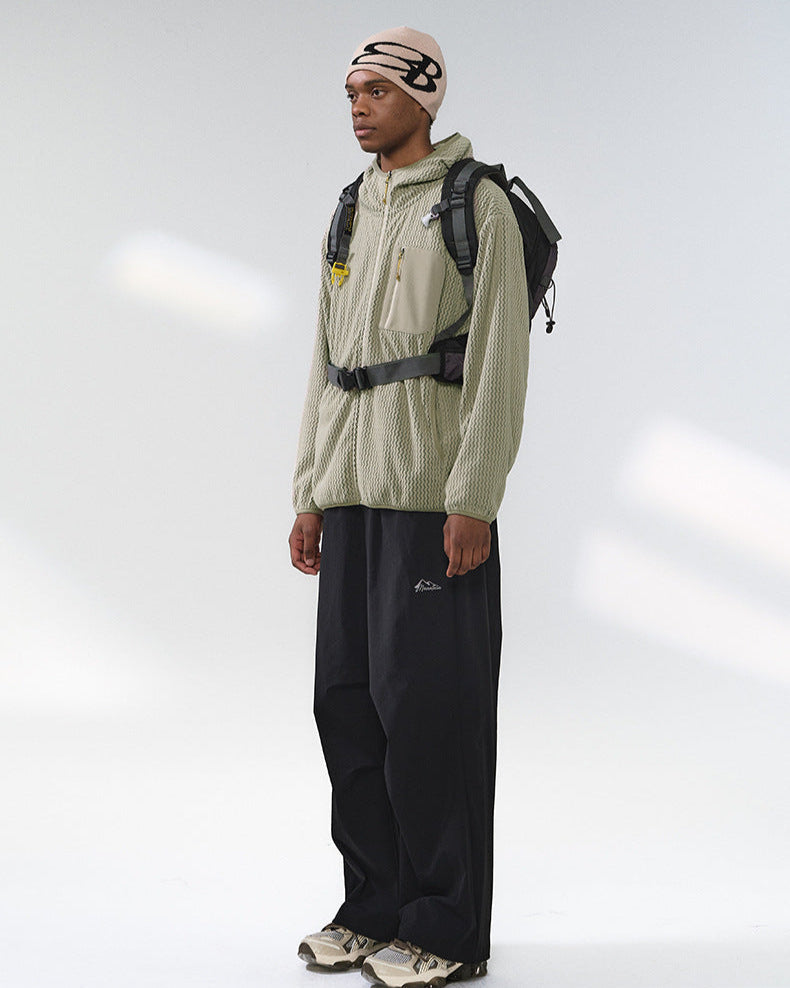 The Waffle Pattern Hooded Zip Jacket