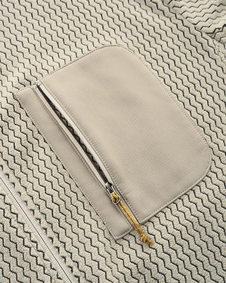 The Waffle Pattern Hooded Zip Jacket
