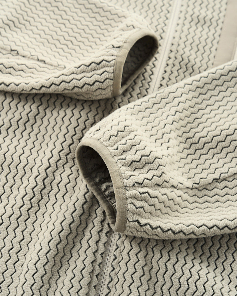 The Waffle Pattern Hooded Zip Jacket
