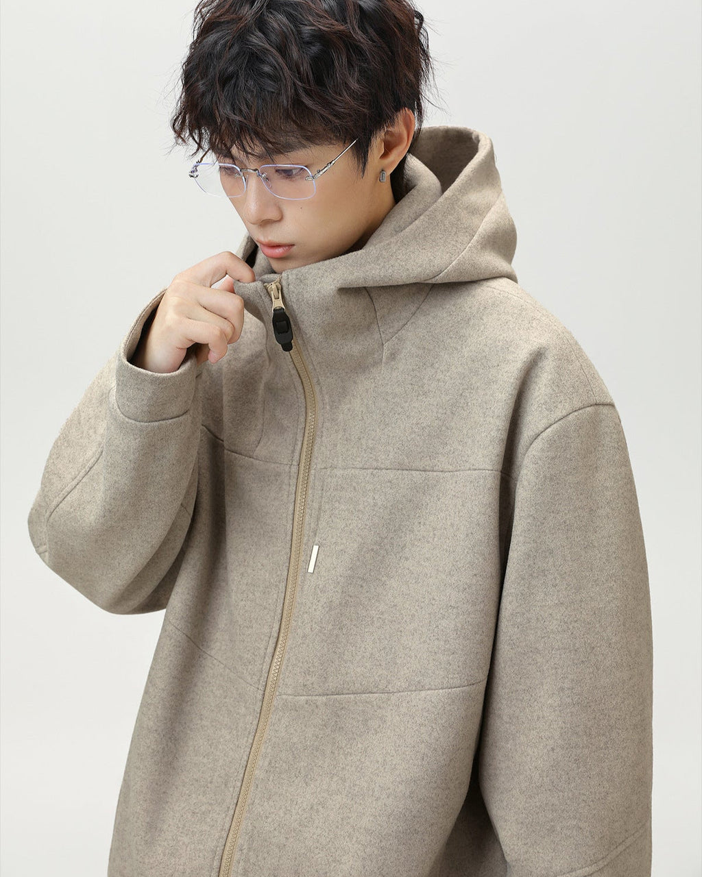 Split-Structure Textured Wool Blend Jacket