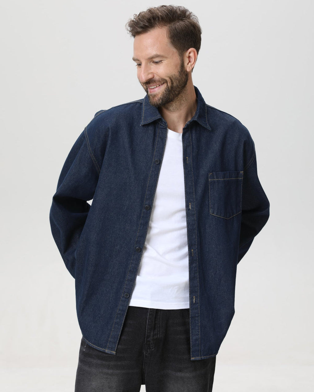 American Vintage Denim Long-Sleeve Overshirt