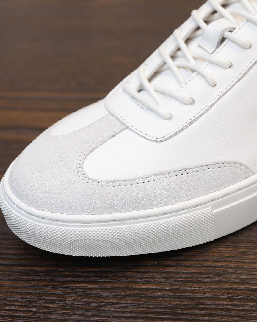 Leather & Suede Low-Top Sneakers with Contrast Sole