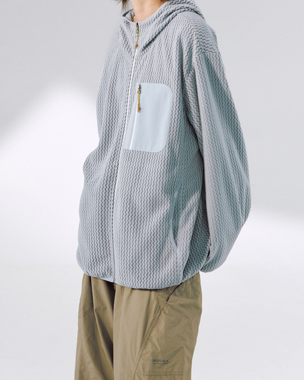 The Waffle Pattern Hooded Zip Jacket