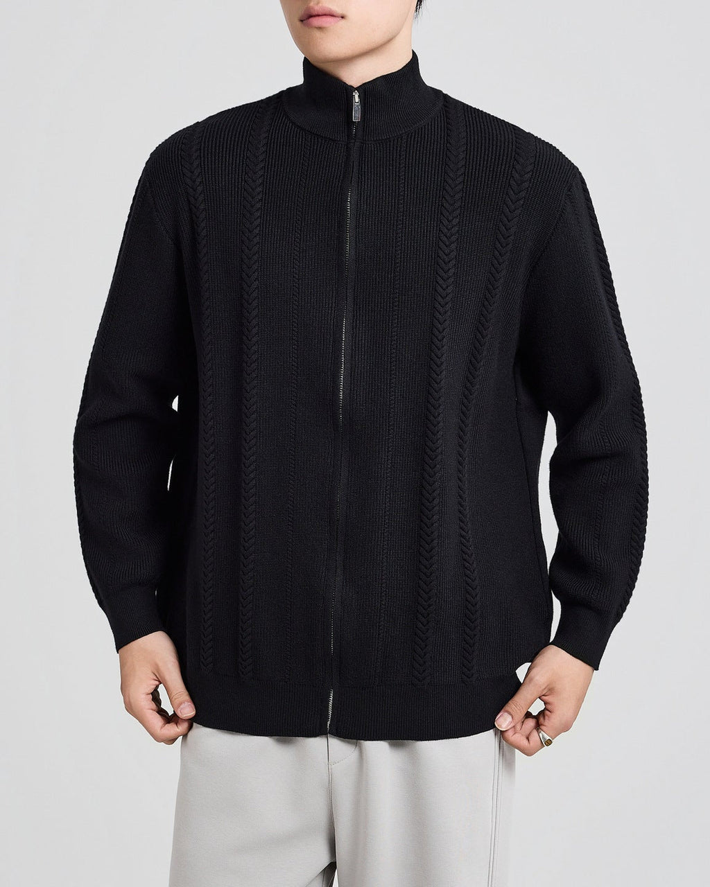 The Hartsfield Drop-Shoulder Full-zip Knit Cardigan