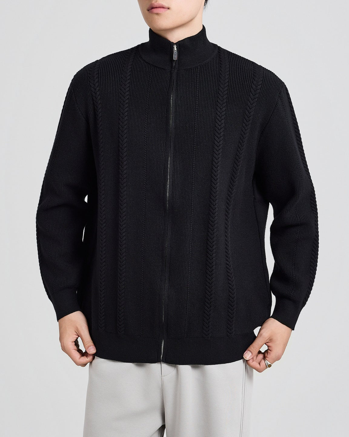 The Hartsfield Drop-Shoulder Full-zip Knit Cardigan